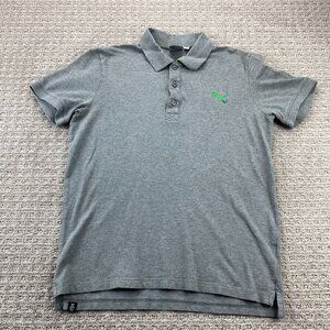 Puma Polo Shirt Men Small S Gray Golfing Golf Golfer Chest Logo Casual Active